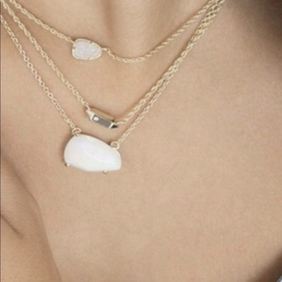 Kendra Scott Isla White Iridescent Gold Necklace - Picture 2 of 14